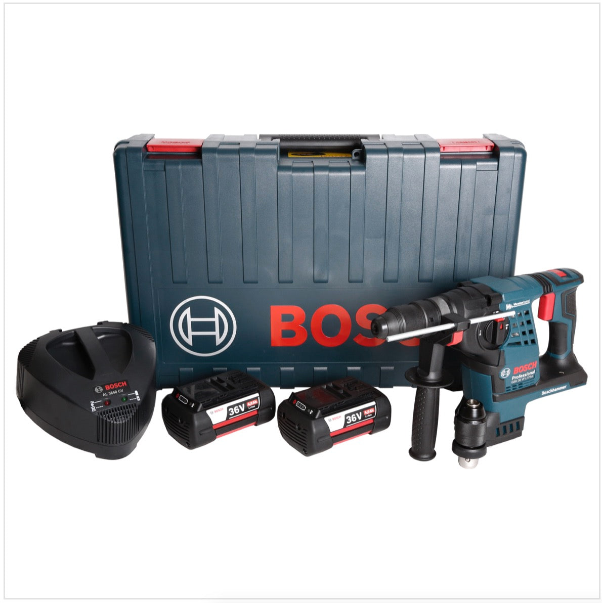 Bosch GBH 36 VF-LI Plus Akku Bohrhammer 36V SDS Plus + Wechselbohrfutter + Handwerkerkoffer + 2x 4,0 Ah Akku + Ladegerät ( 0611907073 ) - Toolbrothers