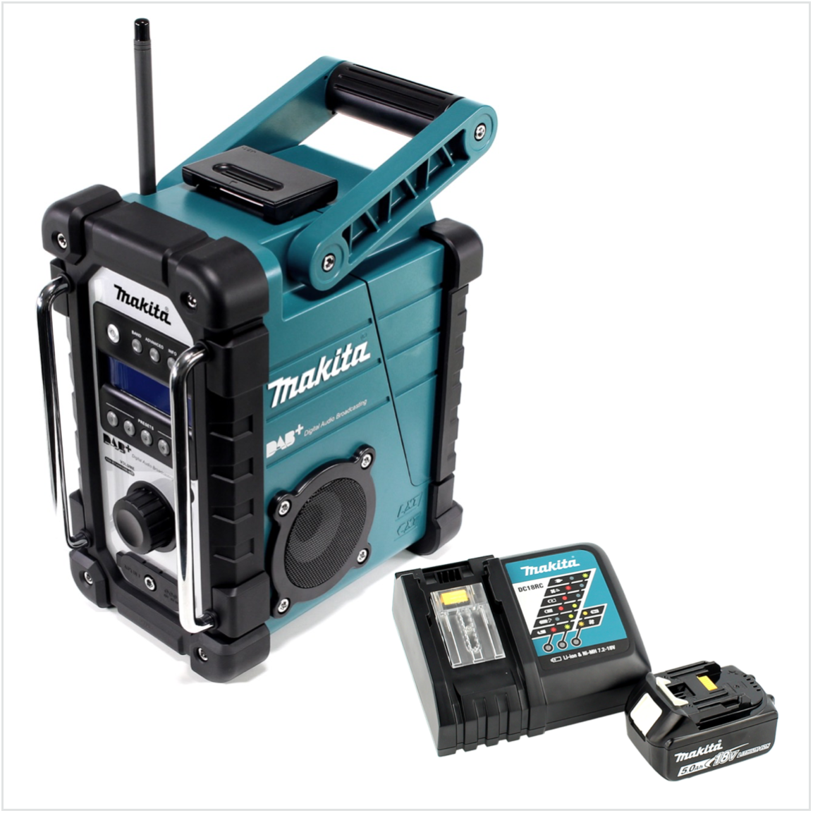 Makita DMR 110 Digital Baustellen Radio DAB+ inkl. 1x BL 1850 5,0 Ah Akku + DC 18 RC Schnell Ladegerät - Toolbrothers