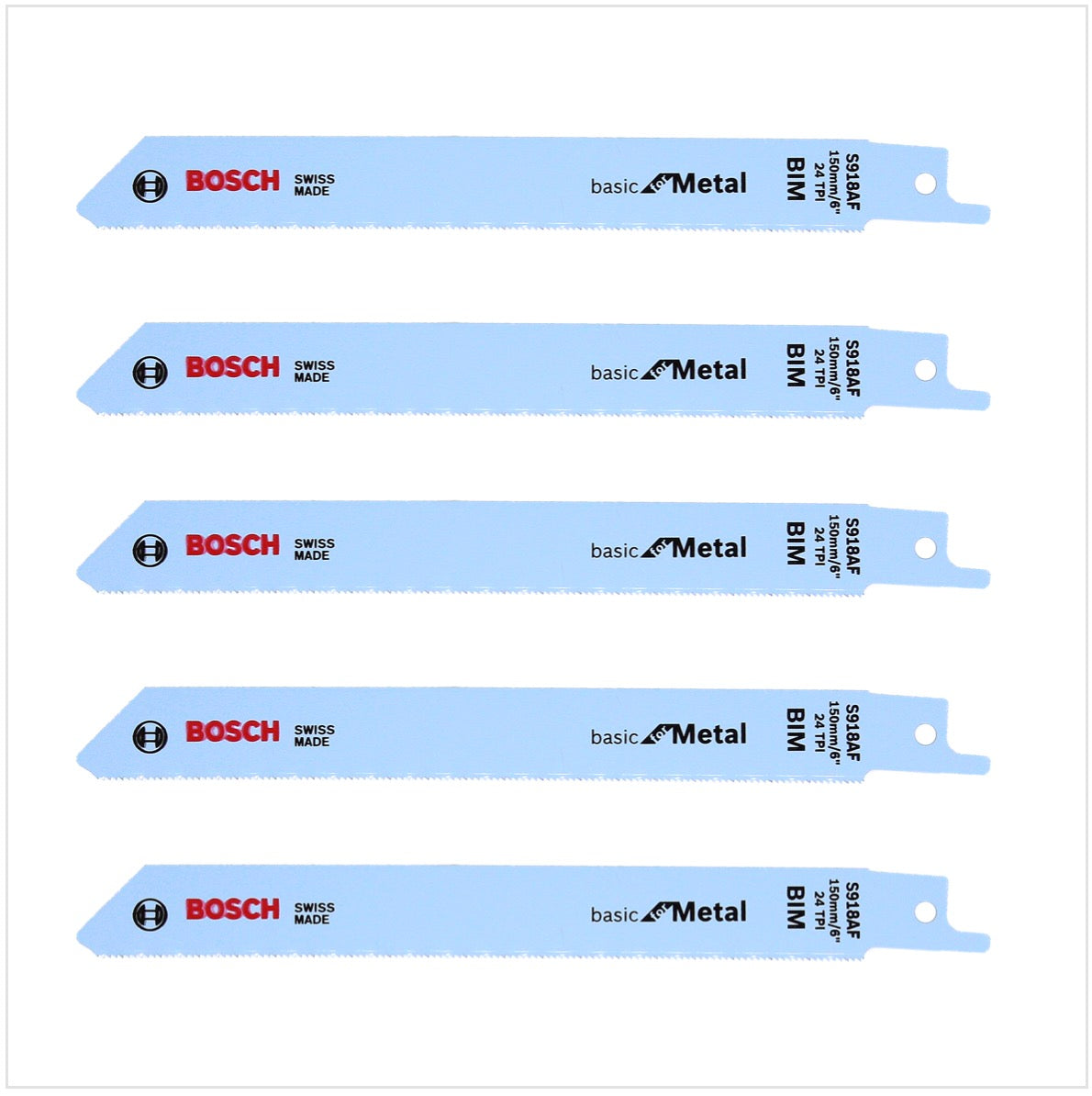 Bosch 5x Säbelsägeblätter S 918 AF 150 mm Basic for Metal ( 2608651780 ) - Toolbrothers