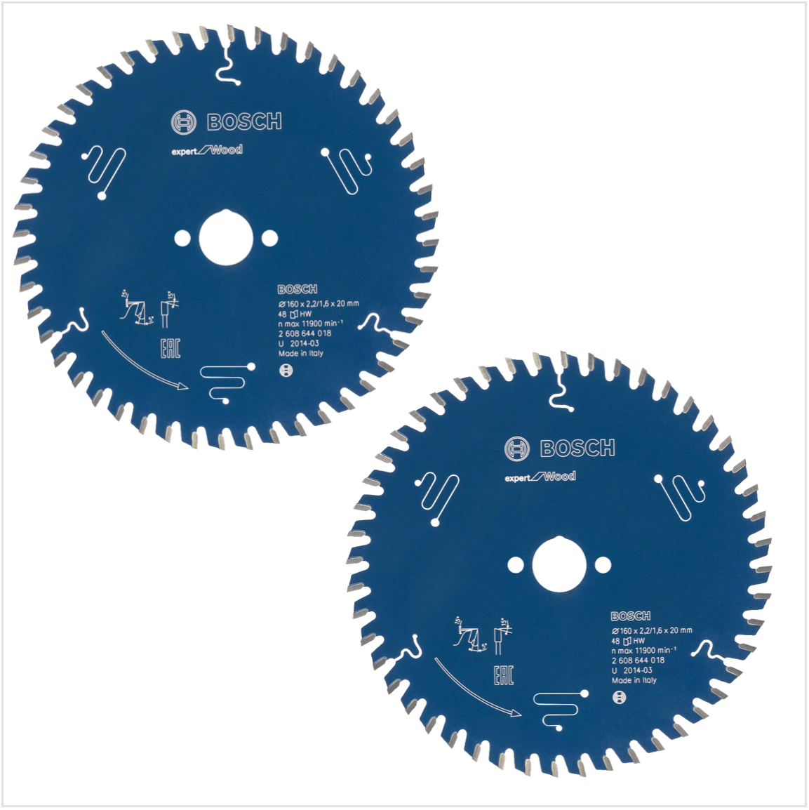 2x Bosch Kreissägeblatt Expert for Wood Holz 160 x 20 x 2,2 mm 48 Zähne ( 2608644018 ) - Toolbrothers