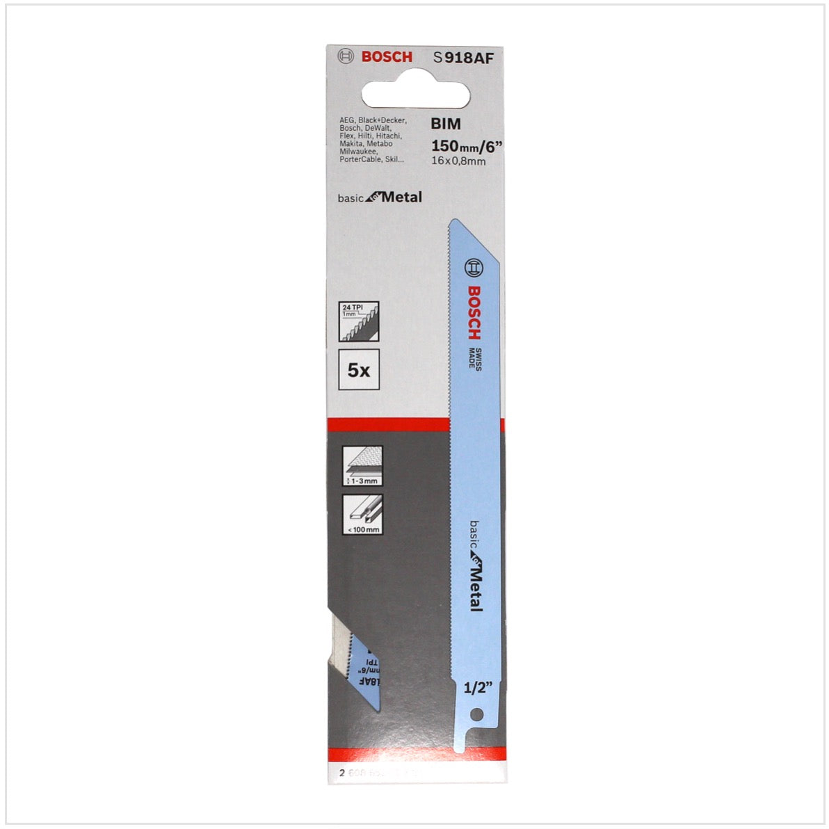 Bosch 25 Säbelsägeblätter S 918 AF 150 mm Basic for Metal ( 5 x 2608651780 ) - Toolbrothers