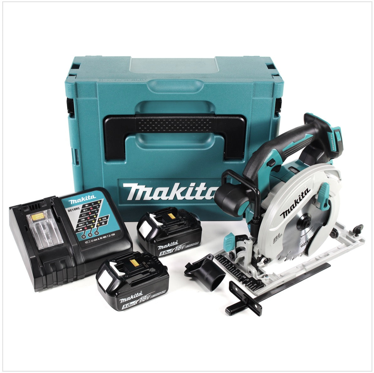 Makita DHS 680 RTJ Akku Handkreissäge 18 V 165 mm Brushless + 2x Akku 5,0 Ah + Ladegerät + Makpac - Toolbrothers