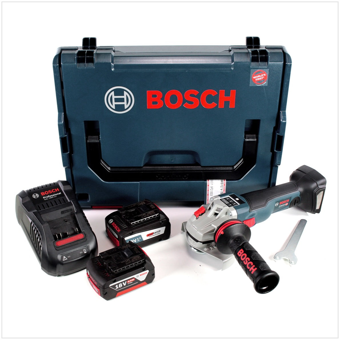 Bosch GWS 18 V-125 SC Professional Akku Winkelschleifer 125mm brushless in L-Boxx mit 2x GBA 6,0 / 6,3 Ah EneRacer Akku und GAL 1880 CV Ladegerät - Toolbrothers