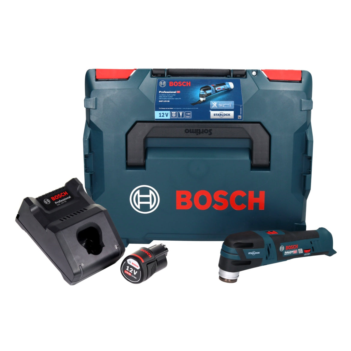Bosch GOP 12V-28 Professional Akku Multi Cutter 12 V Brushless + 1x Akku 3,0 Ah + Ladegerät + L-Boxx
