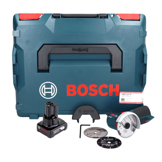Bosch GWS 12V-76 Professional Akku Winkelschleifer 12 V 76 mm Brushless + 1x Akku 6,0 Ah + L-Boxx - ohne Ladegerät - Toolbrothers