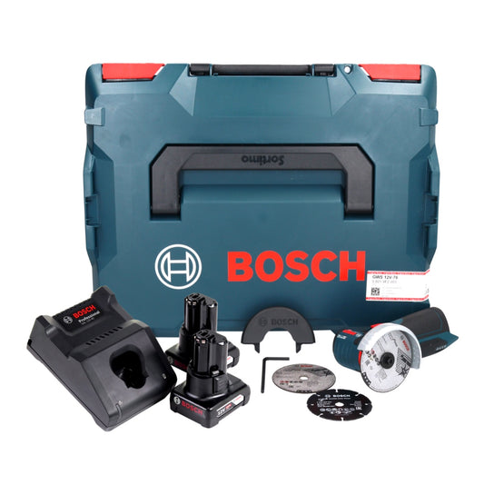 Bosch GWS 12V-76 Professional Akku Winkelschleifer 12 V 76 mm Brushless + 2x Akku 6,0 Ah + Ladegerät + L-Boxx - Toolbrothers