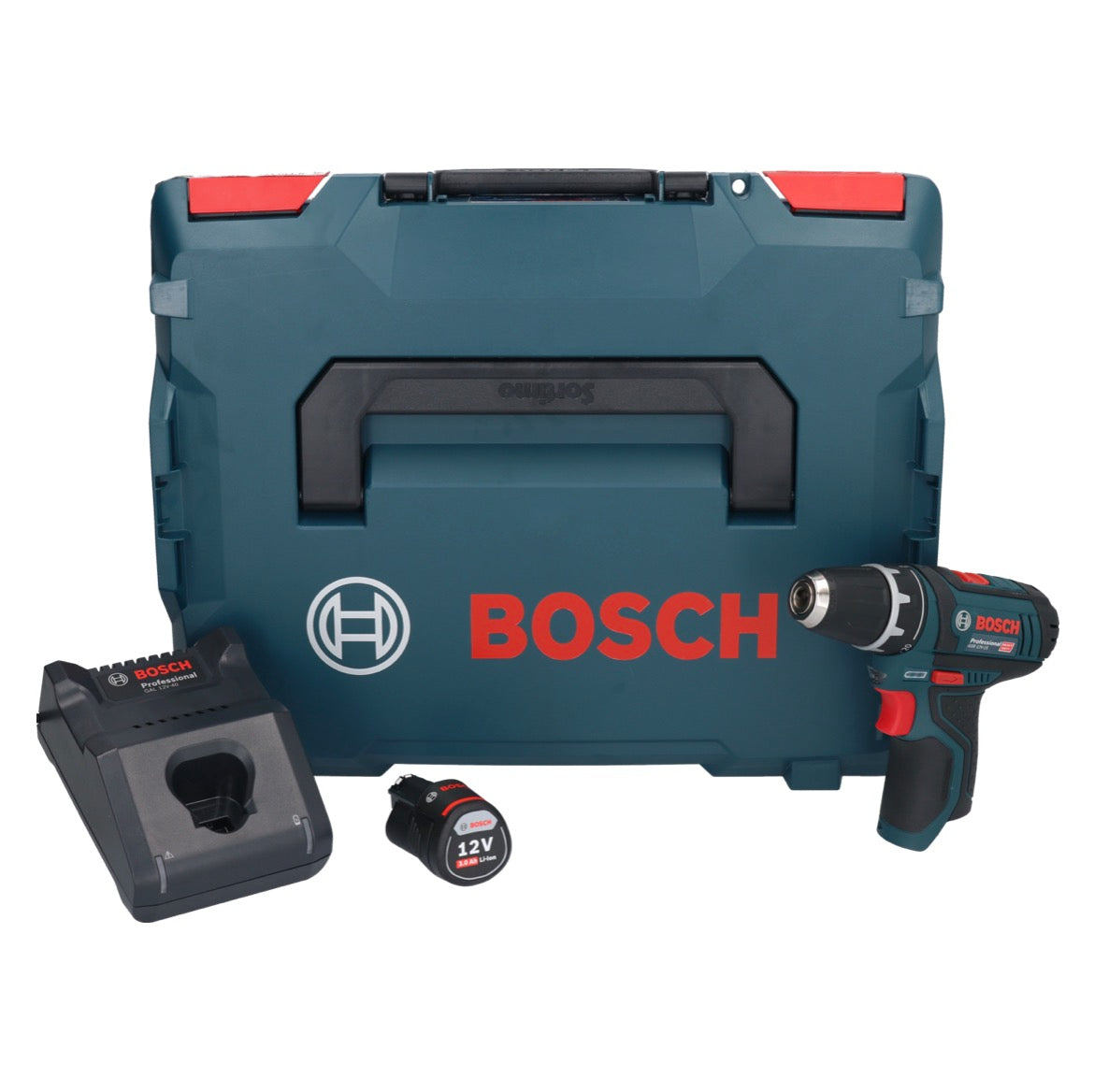 Bosch GSR 12V-15 Professional Akku Bohrschrauber 12 V 30 Nm + 1x Akku 3,0 Ah + Ladegerät + L-Boxx
