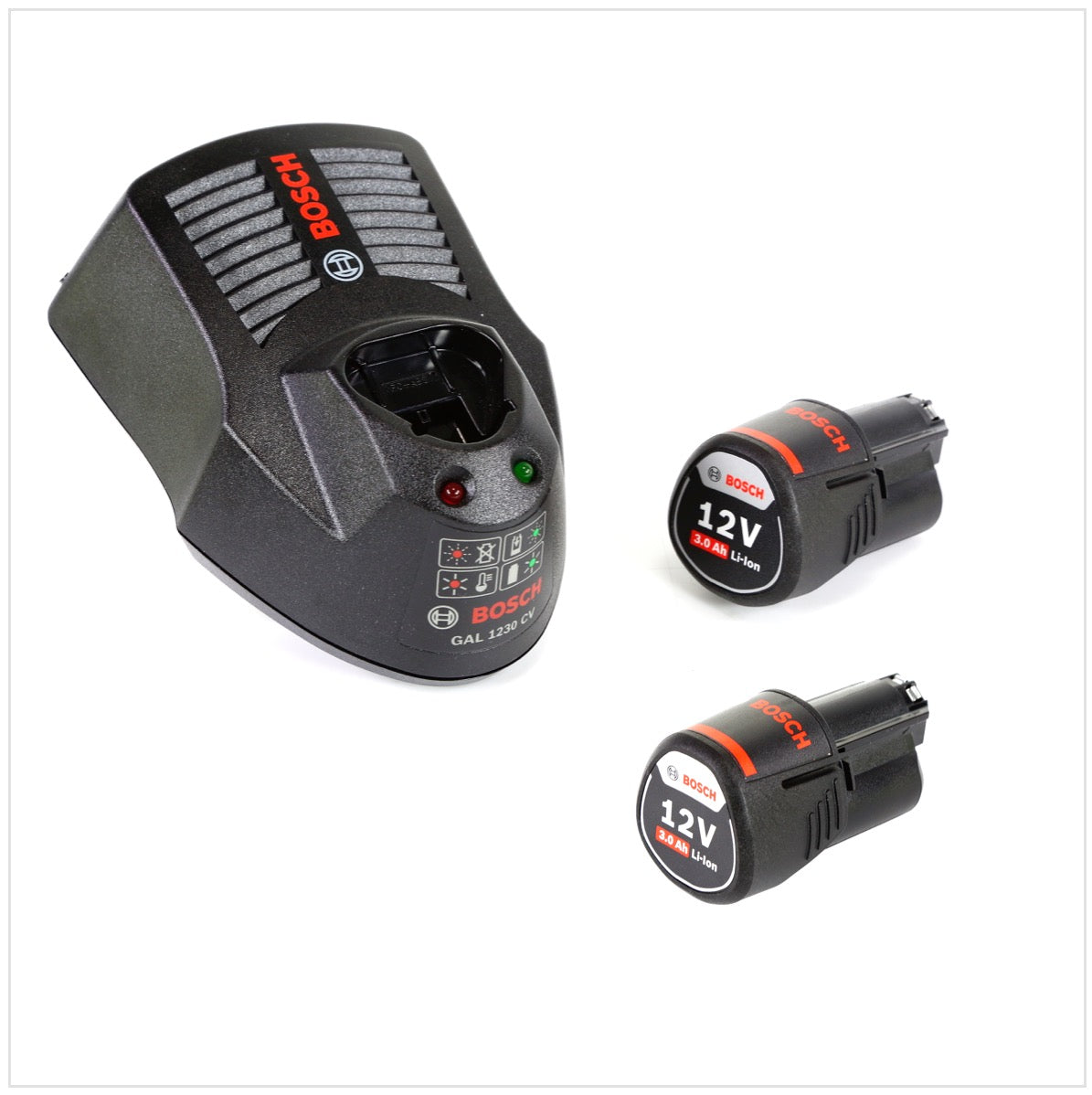 Bosch Professional GLI 12V-300 Akku Lampe + 2x GBA 12 V 3,0 Ah Akku + GAL 1230 Ladegerät - Toolbrothers