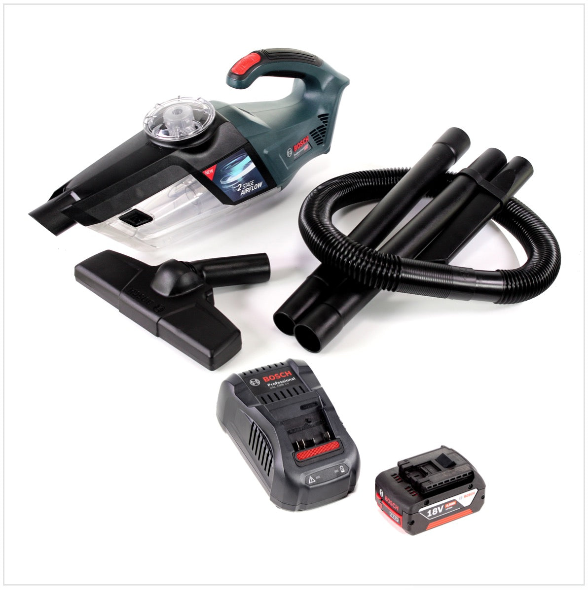 Bosch GAS 18V-1 Professional Li-Ion Akku Staubsauger Hand Sauger + 1x GBA 4,0 Ah Akku + GAL 1880 CV Ladegerät - Toolbrothers