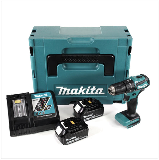 Makita DHP 483 RFJ Akku Schlagbohrschrauber 18V 40Nm + 2x 3,0 Ah Akku + Ladegerät + Makpac