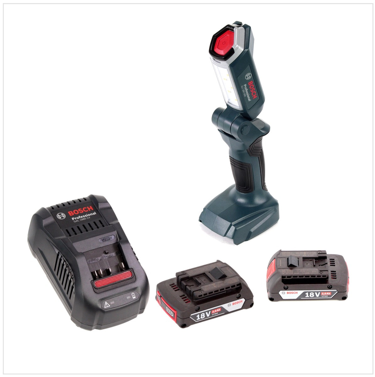 Bosch GLI 18V-300 Akku LED Lampe 18V 300lm + 2x 2,0 Ah Akku + Ladegerät - Toolbrothers