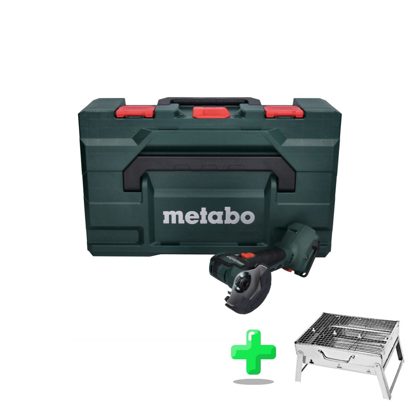 Metabo CC 18 LTX Akku Winkelschleifer 18V 76 mm Brushless Solo + metaBOX ( 600349840 ) + Toolbrothers Outdoor Holzkohle-Grill