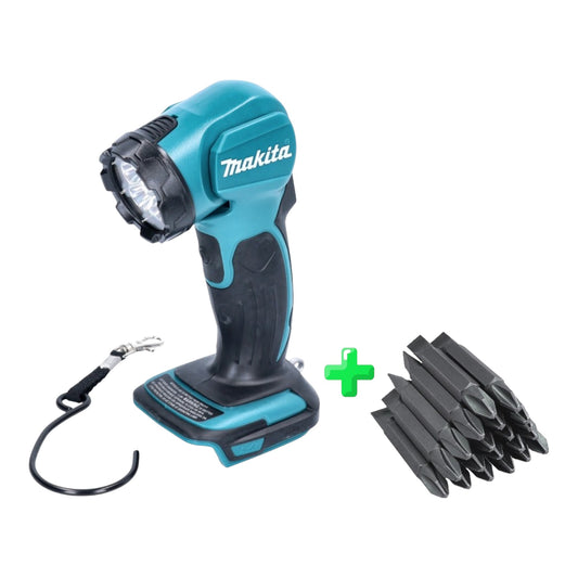 Makita DEADML 815 / DML 815 Akku Handleuchte 14,4 - 18 V LED 160 lm Solo + 20x Makita DoppelBit PH2 & LS 45 mm