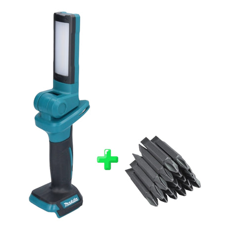 Luz de trabajo a batería Makita DML 816 18 V 100 - 500 lm LED solo + 20x Makita doble punta PH2 y LS 45 mm