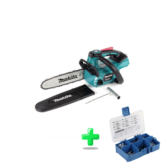 Makita DUC 254 Z Akku Kettensäge 18 V 25 cm Brushless + KREG Pocket-Hole Schrauben Sortiment 260-teilig ( SK04 )