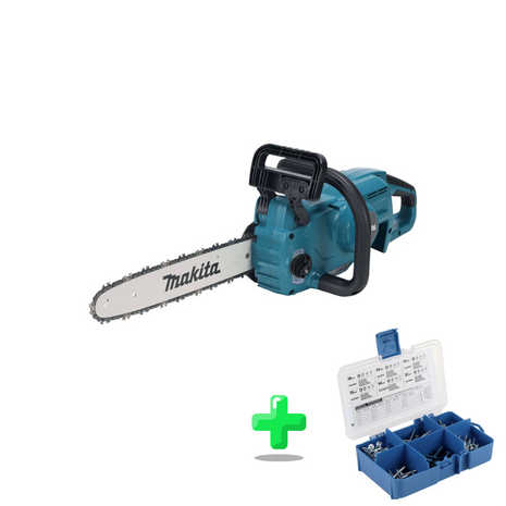 Makita DUC 357 ZX2 Akku Kettensäge 18 V 35 cm 7,7 m/s Brushless + KREG Pocket-Hole Schrauben Sortiment 260-teilig ( SK04 )