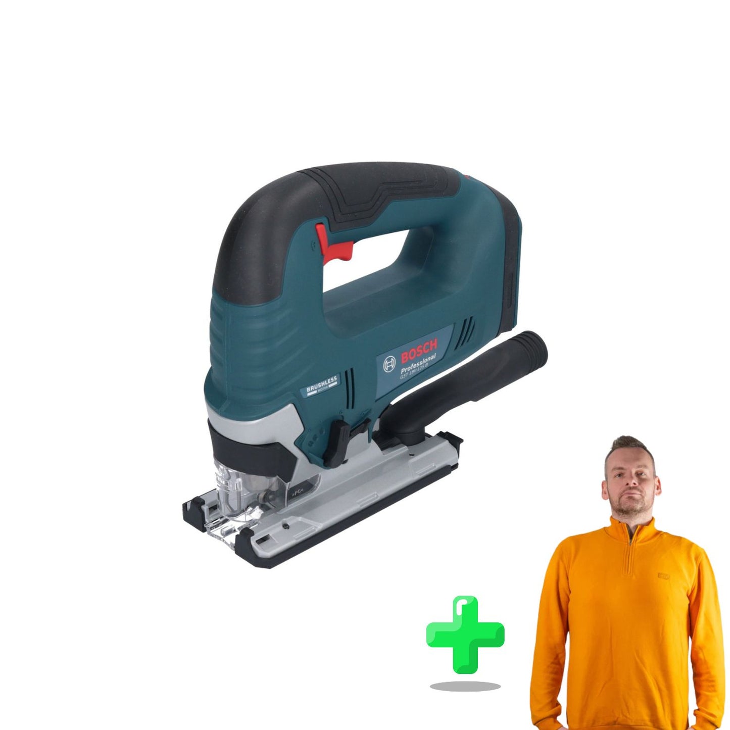 Bosch GST 18V-125 B Scie sauteuse professionnelle sans fil 18 V 125 mm sans balais + Sweat-shirt Toolbrothers quart de zip