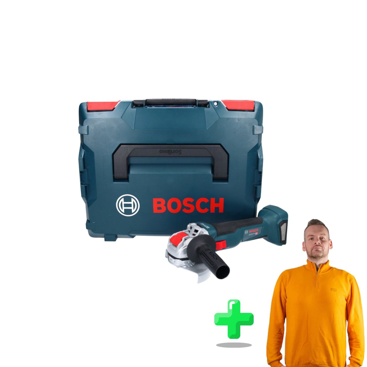 Bosch GWX 18V-10 Professional Akku Winkelschleifer 18 V 125 mm + Toolbrothers Quarter-Zip Sweatshirt