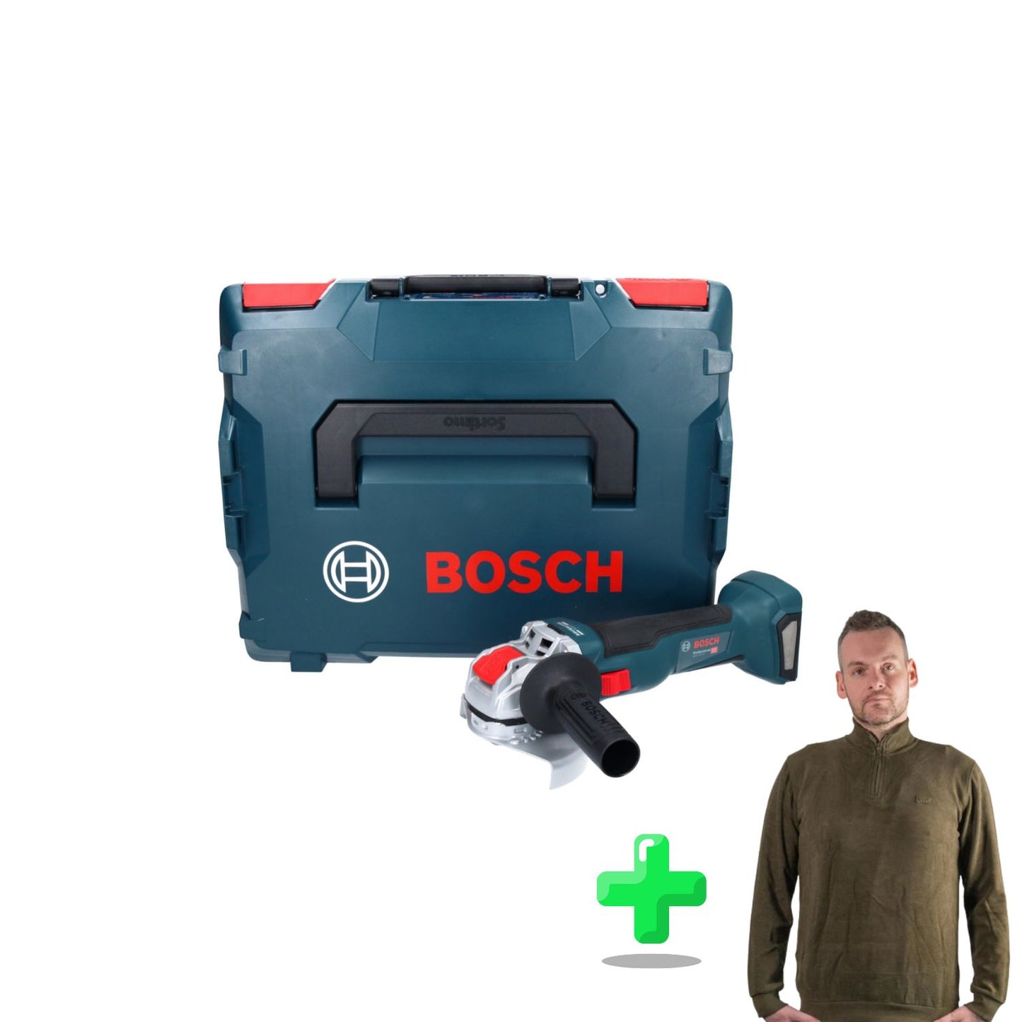 Bosch GWX 18V-10 Professional Akku Winkelschleifer 18 V 125 mm + Toolbrothers Quarter-Zip Sweatshirt