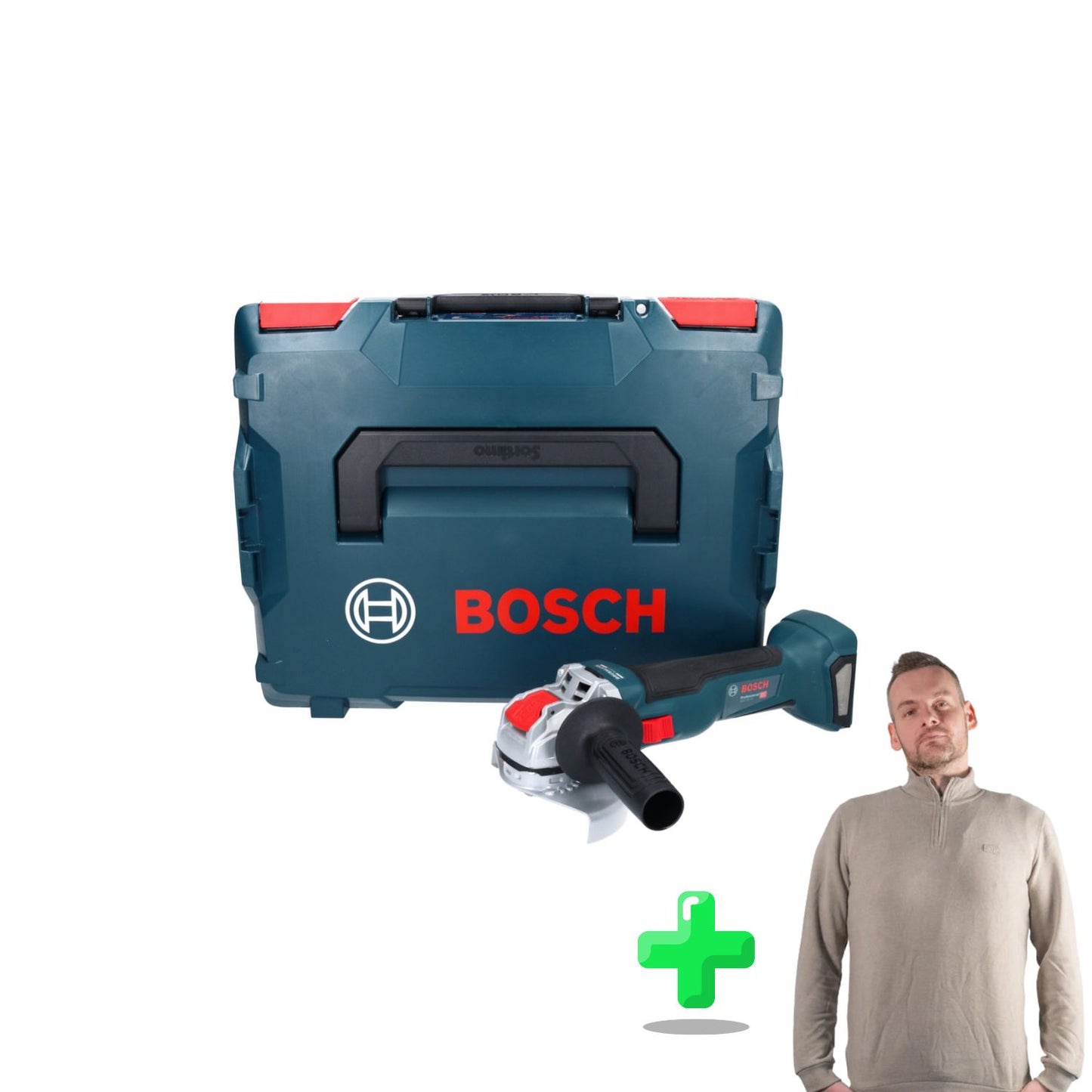 Bosch GWX 18V-10 Professional Akku Winkelschleifer 18 V 125 mm + Toolbrothers Quarter-Zip Sweatshirt