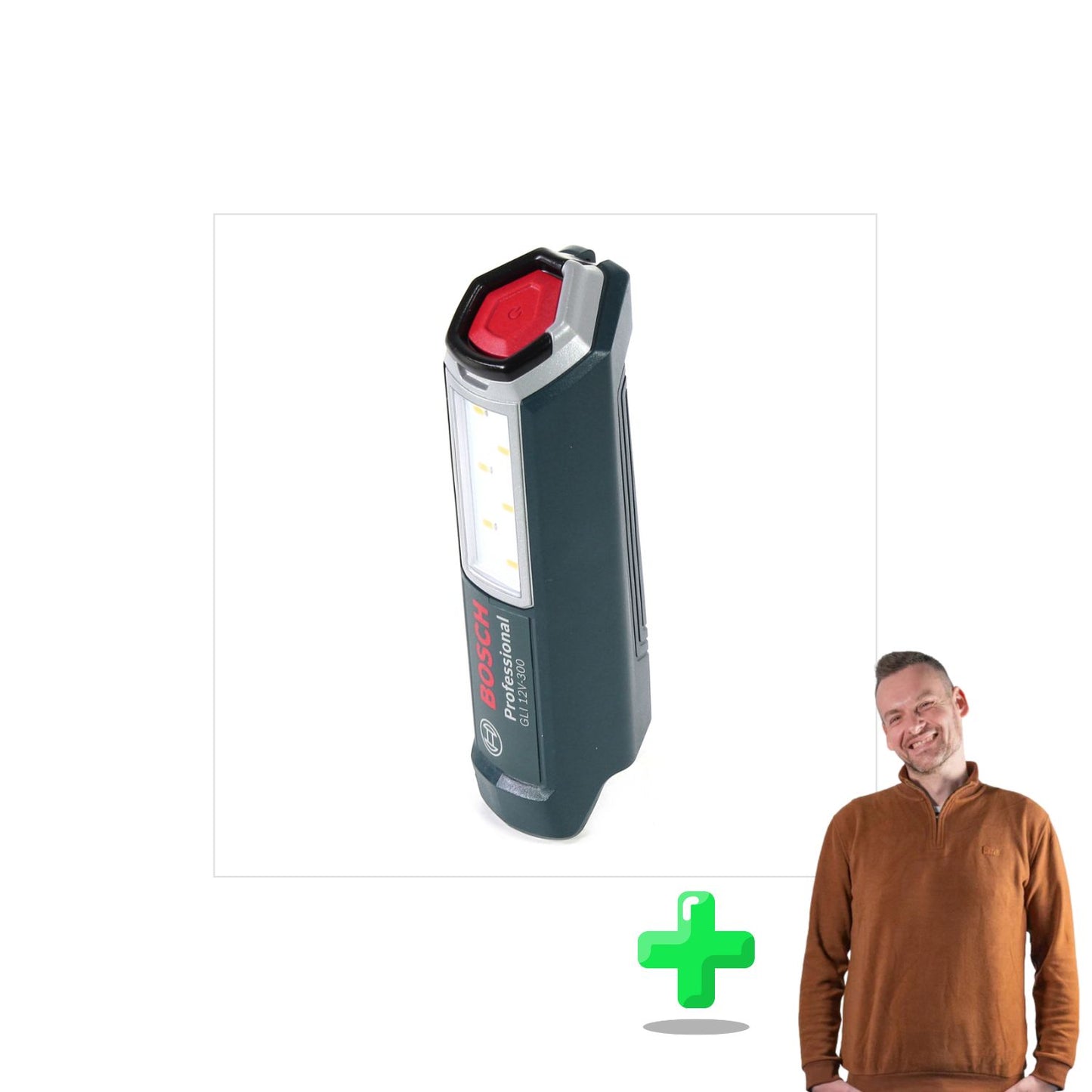 Lampe à batterie Bosch Professional GLI 12V-300 + sweat-shirt à quart de zip Toolbrothers