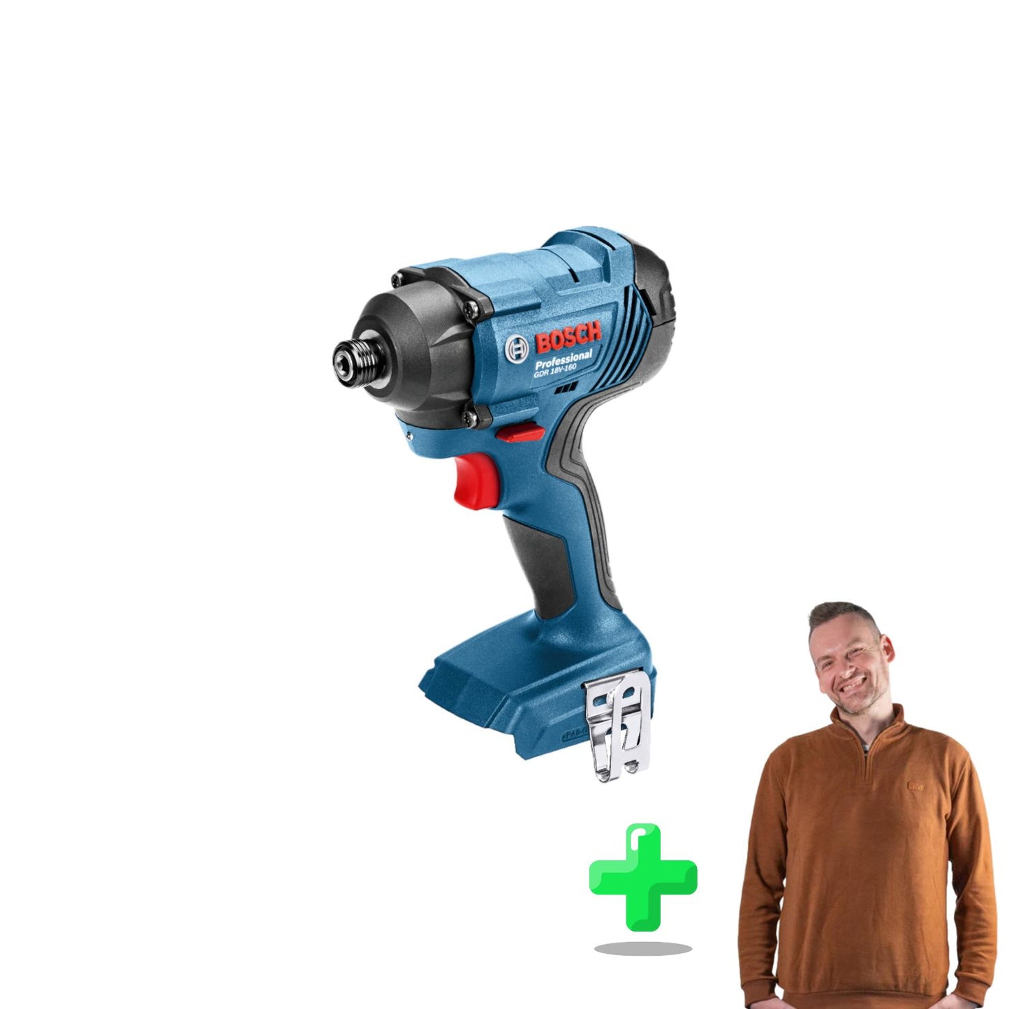 Bosch GDR 18V-160 Clé à chocs rotative professionnelle sans fil 18 V 160 Nm 1/4" + Sweat-shirt Toolbrothers Quarter-Zip 