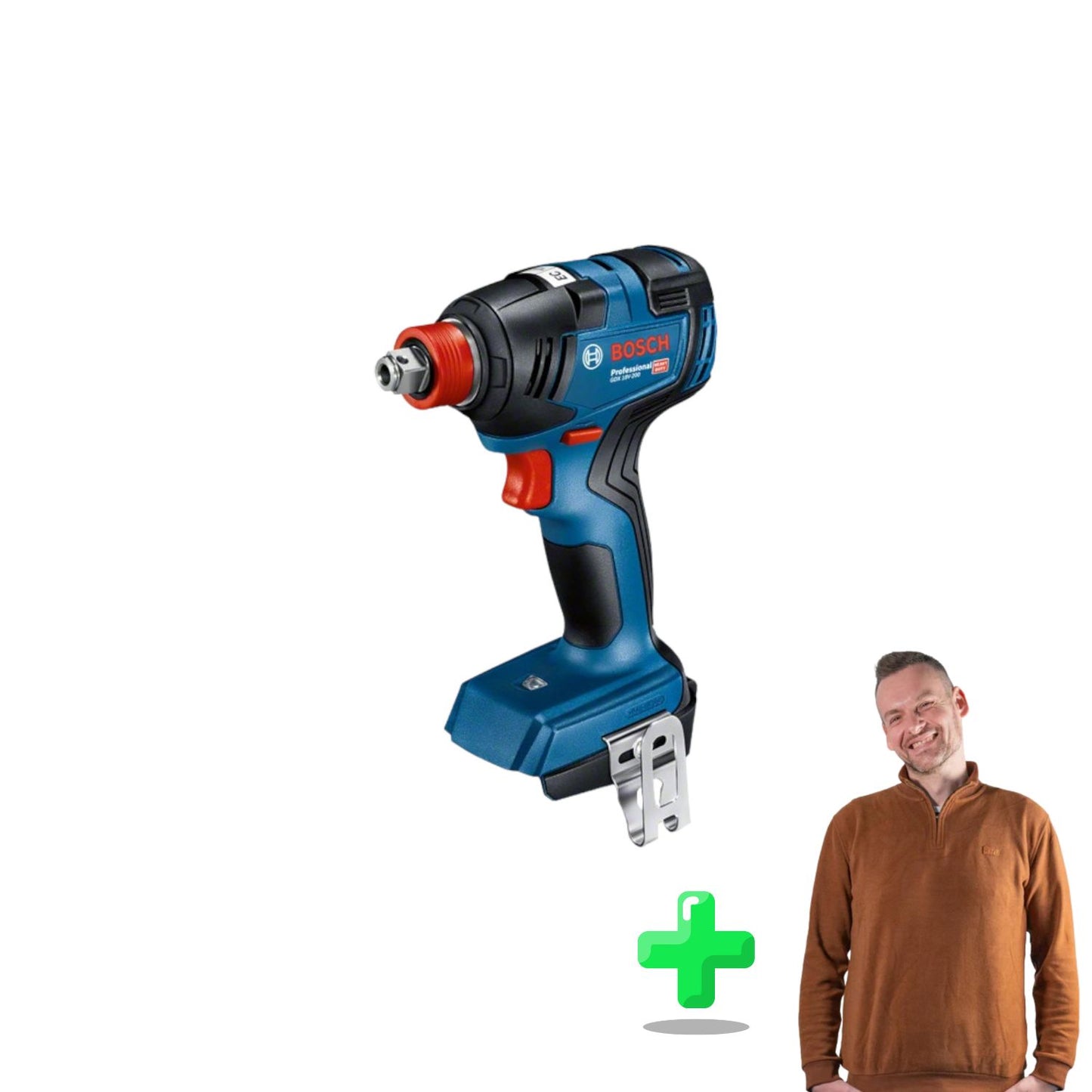 Bosch GDX 18V-200 Clé à chocs rotative professionnelle sans fil 18 V 200 Nm sans balais + Sweat-shirt Toolbrothers Quarter-Zip