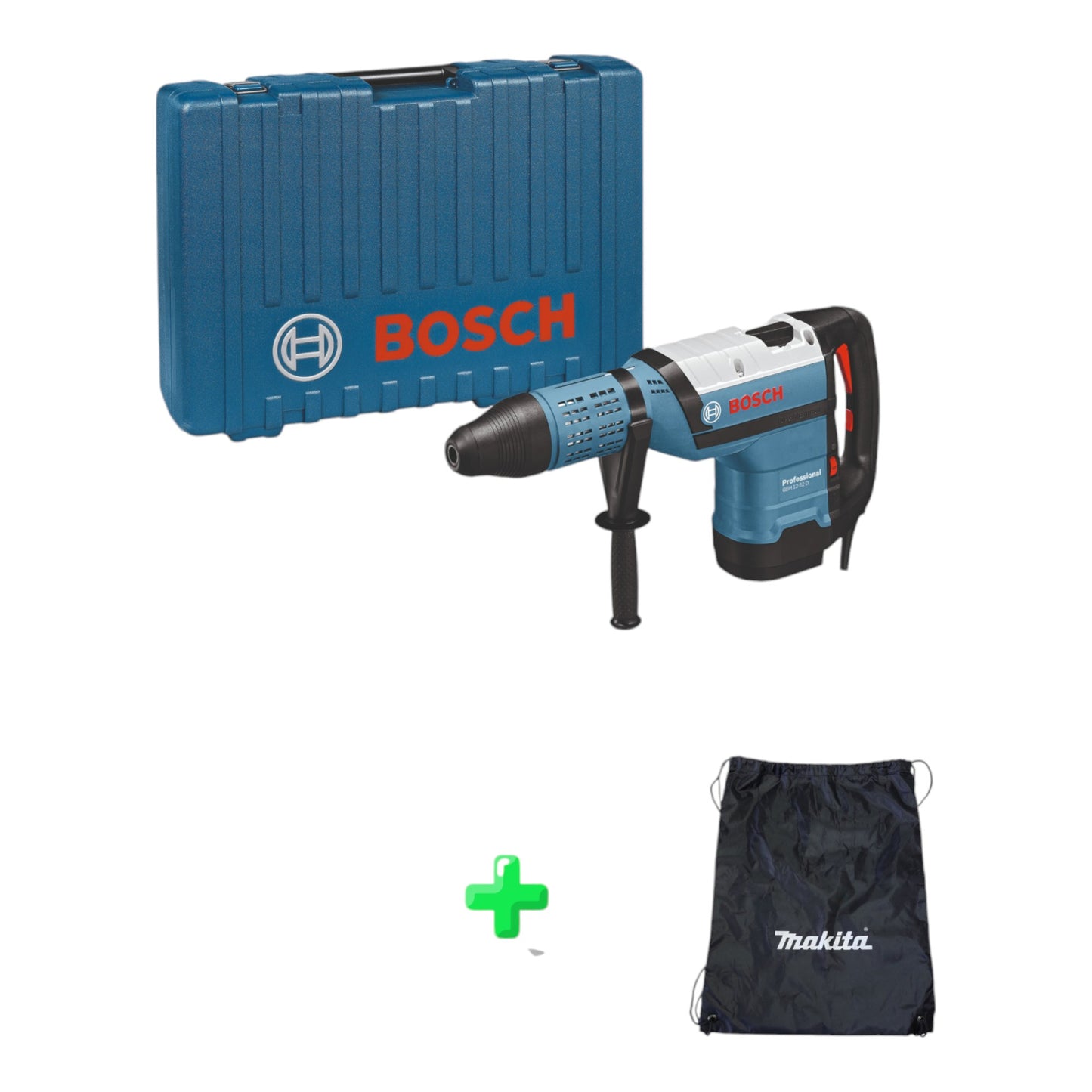 Bosch GBH 12-52 D Professional Bohrhammer 1700 W 19 J SDS Max ( 611266100 ) + Koffer + Makita Rucksackbeutel / Zubehörtasche