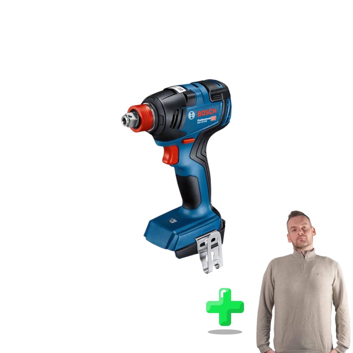 Bosch GDX 18V-200 Clé à chocs rotative professionnelle sans fil 18 V 200 Nm sans balais + Sweat-shirt Toolbrothers Quarter-Zip