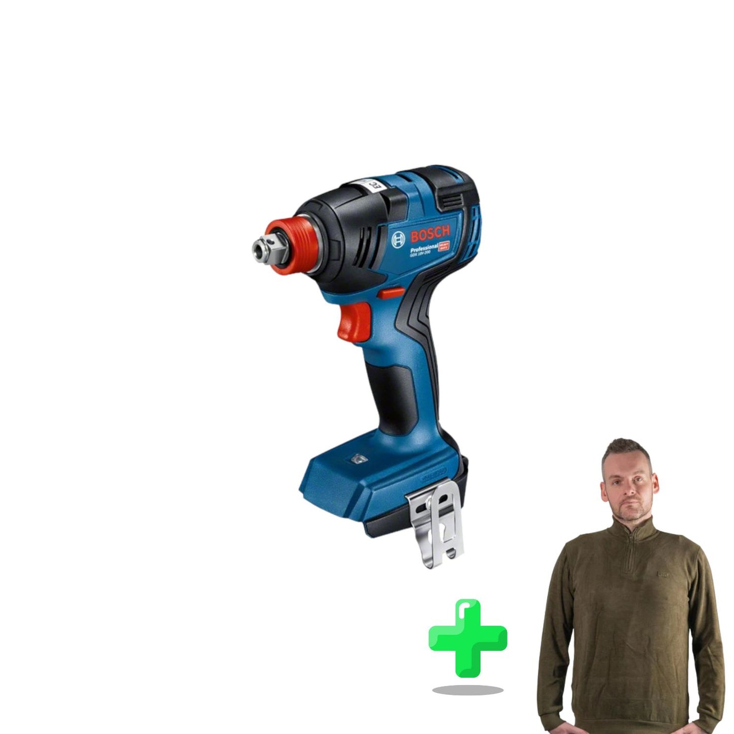 Bosch GDX 18V-200 Clé à chocs rotative professionnelle sans fil 18 V 200 Nm sans balais + Sweat-shirt Toolbrothers Quarter-Zip