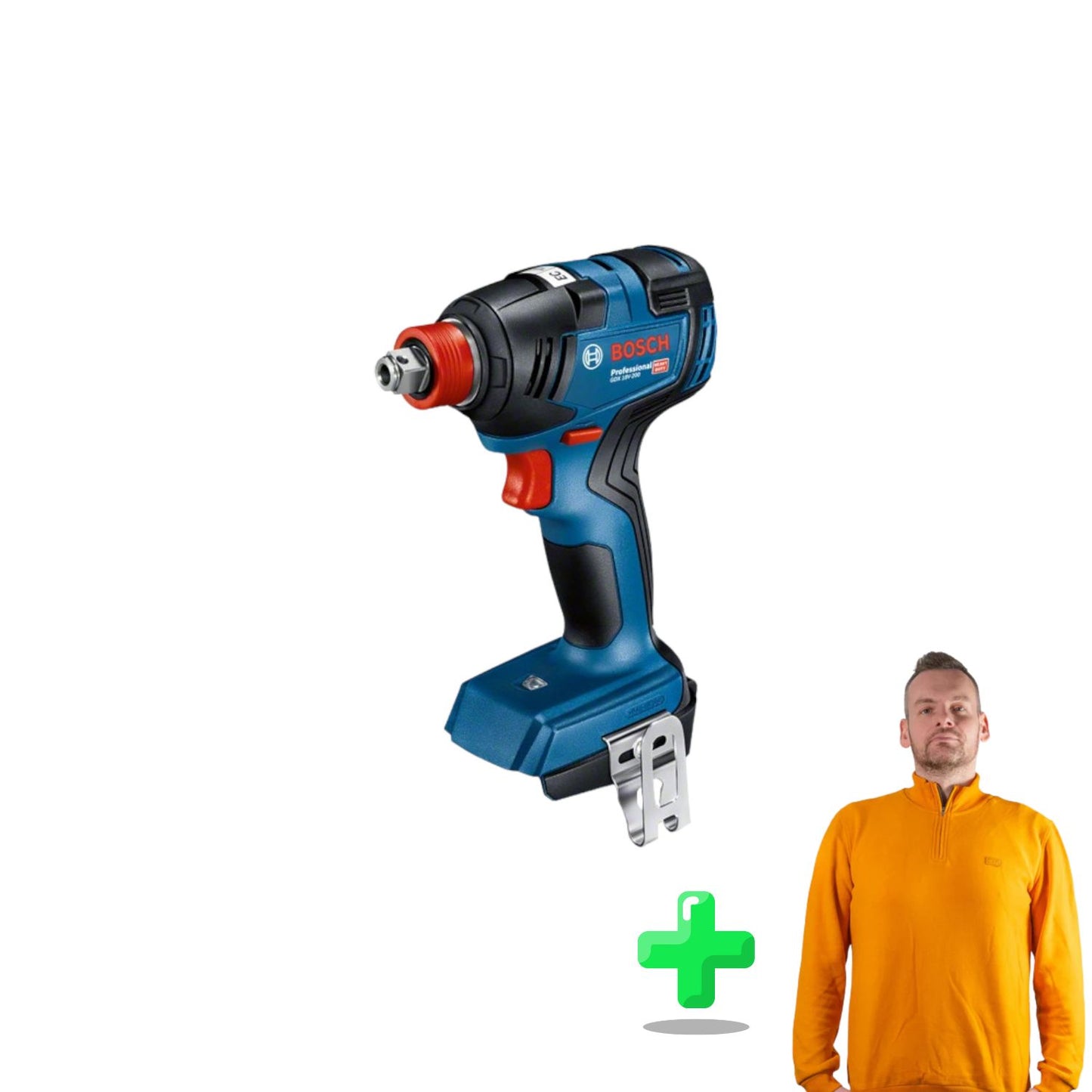 Bosch GDX 18V-200 Clé à chocs rotative professionnelle sans fil 18 V 200 Nm sans balais + Sweat-shirt Toolbrothers Quarter-Zip