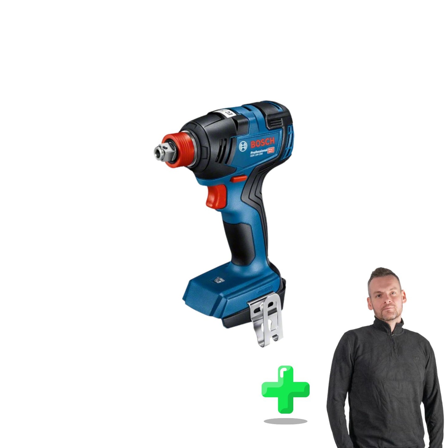 Bosch GDX 18V-200 Clé à chocs rotative professionnelle sans fil 18 V 200 Nm sans balais + Sweat-shirt Toolbrothers Quarter-Zip