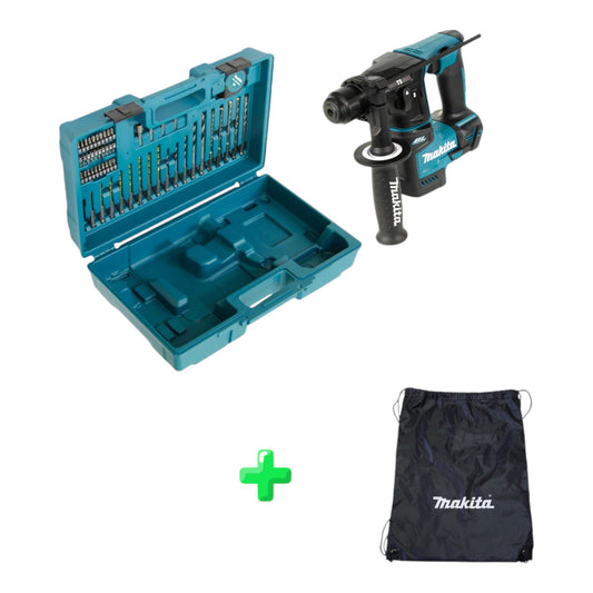 Perceuse à percussion sans fil Makita DHR 171 ZX3 18 V 1,2 J SDS-Plus sans balais + jeu d'accessoires 65 pièces + mallette + sac à dos / sac d'accessoires Makita