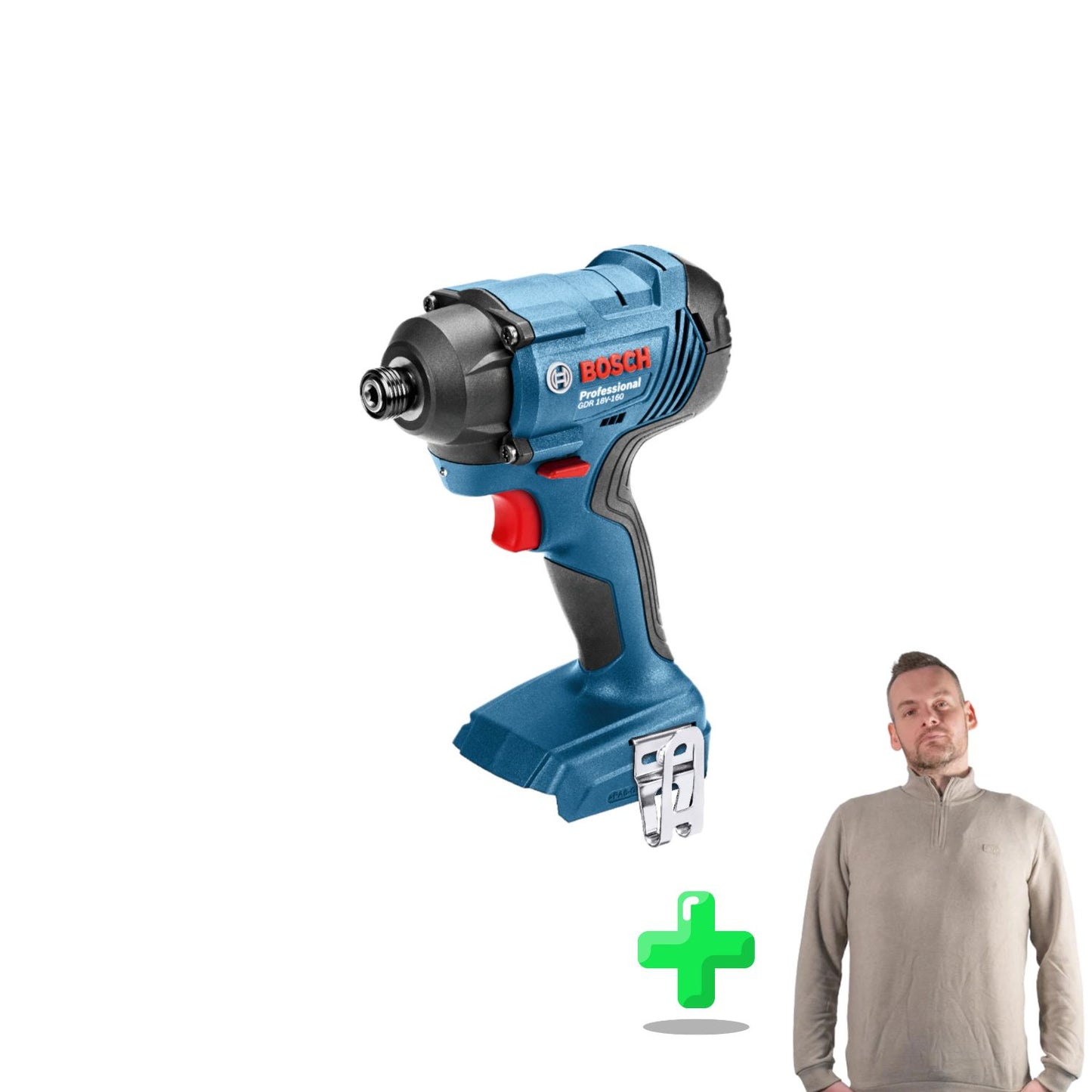 Bosch GDR 18V-160 Clé à chocs rotative professionnelle sans fil 18 V 160 Nm 1/4" + Sweat-shirt Toolbrothers Quarter-Zip 