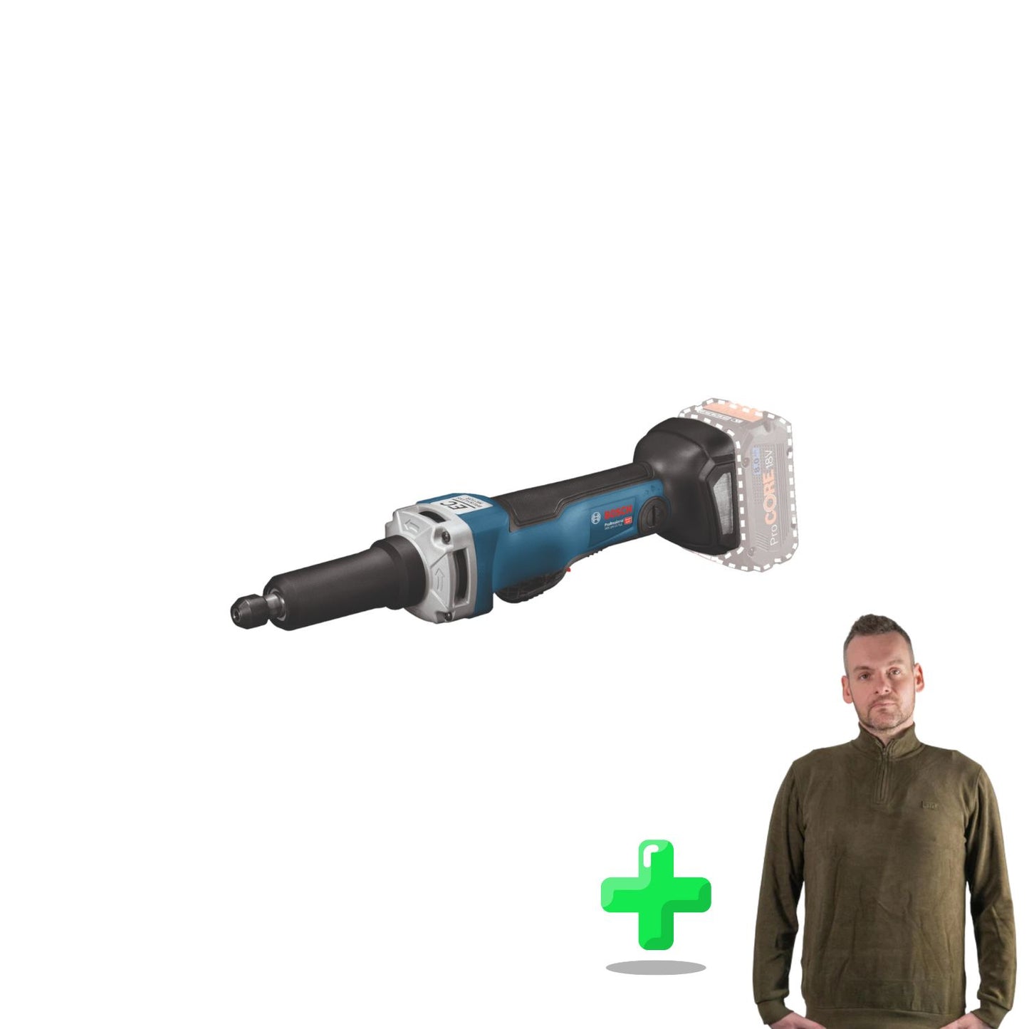 Bosch GGS 18V-23 PLC Professional Akku Geradschleifer 18 V Brushless + L-Boxx + Toolbrothers Quarter-Zip Sweatshirt