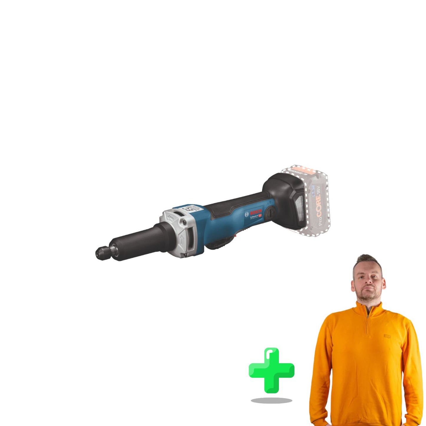 Bosch GGS 18V-23 PLC Professional Akku Geradschleifer 18 V Brushless + L-Boxx + Toolbrothers Quarter-Zip Sweatshirt