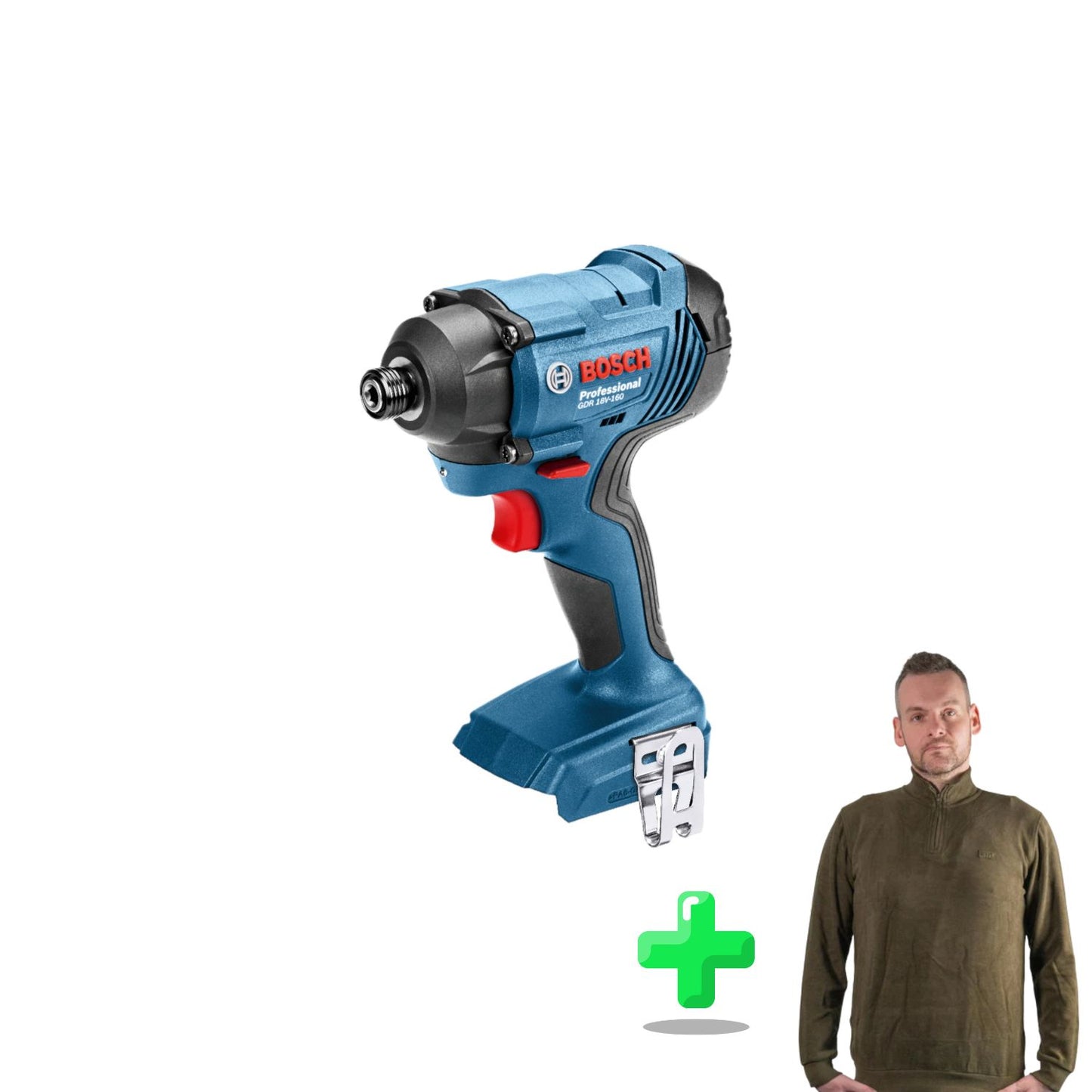 Bosch GDR 18V-160 Professional Akku Drehschlagschrauber 18 V 160 Nm 1/4" + Toolbrothers Quarter-Zip Sweatshirt