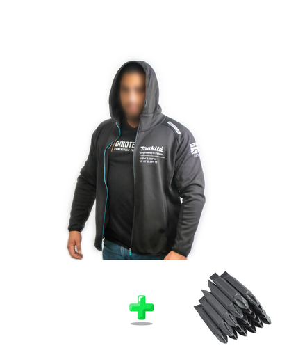 Capuche / veste à capuche Makita pour le travail et les loisirs (polyester) + jeu d'embouts Makita PH2 45 mm 20 pièces