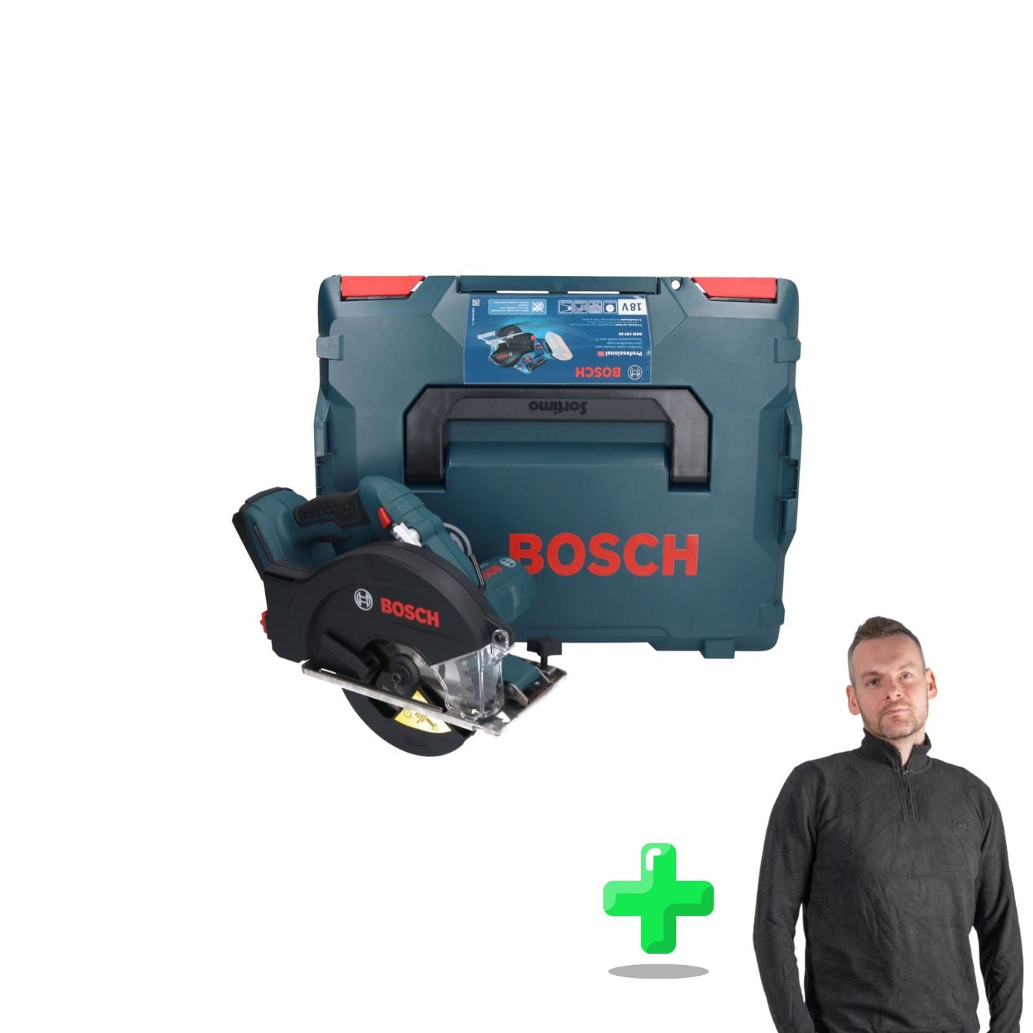 Bosch GKM 18V-50 Scie circulaire à métaux professionnelle sans fil 18 V 136 mm sans balais + L-Boxx + Sweat-shirt Toolbrothers Quarter-Zip