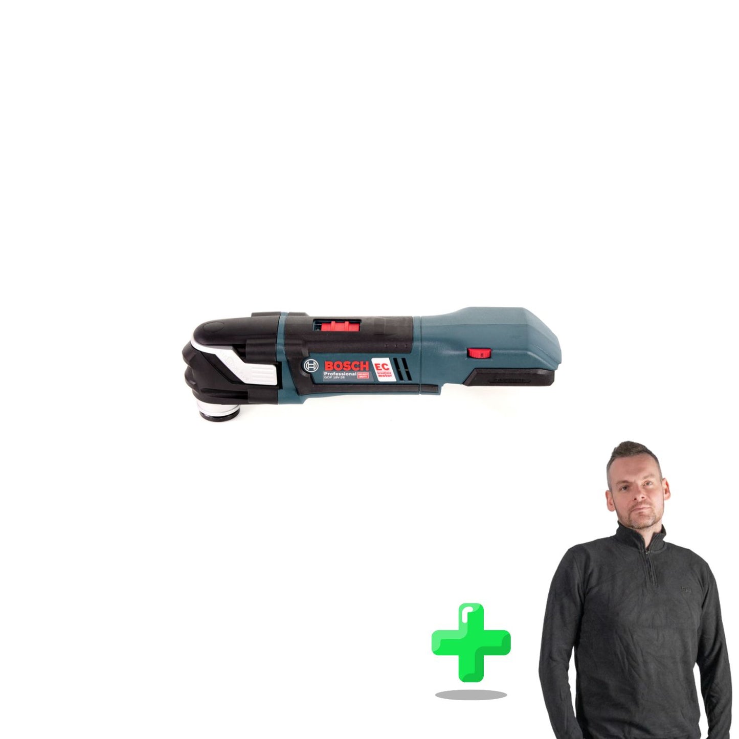 Bosch GOP 18V-28 Couteau multifonction sans fil professionnel 18 V StarlockPlus sans balais + Sweat-shirt Toolbrothers à quart de fermeture éclair