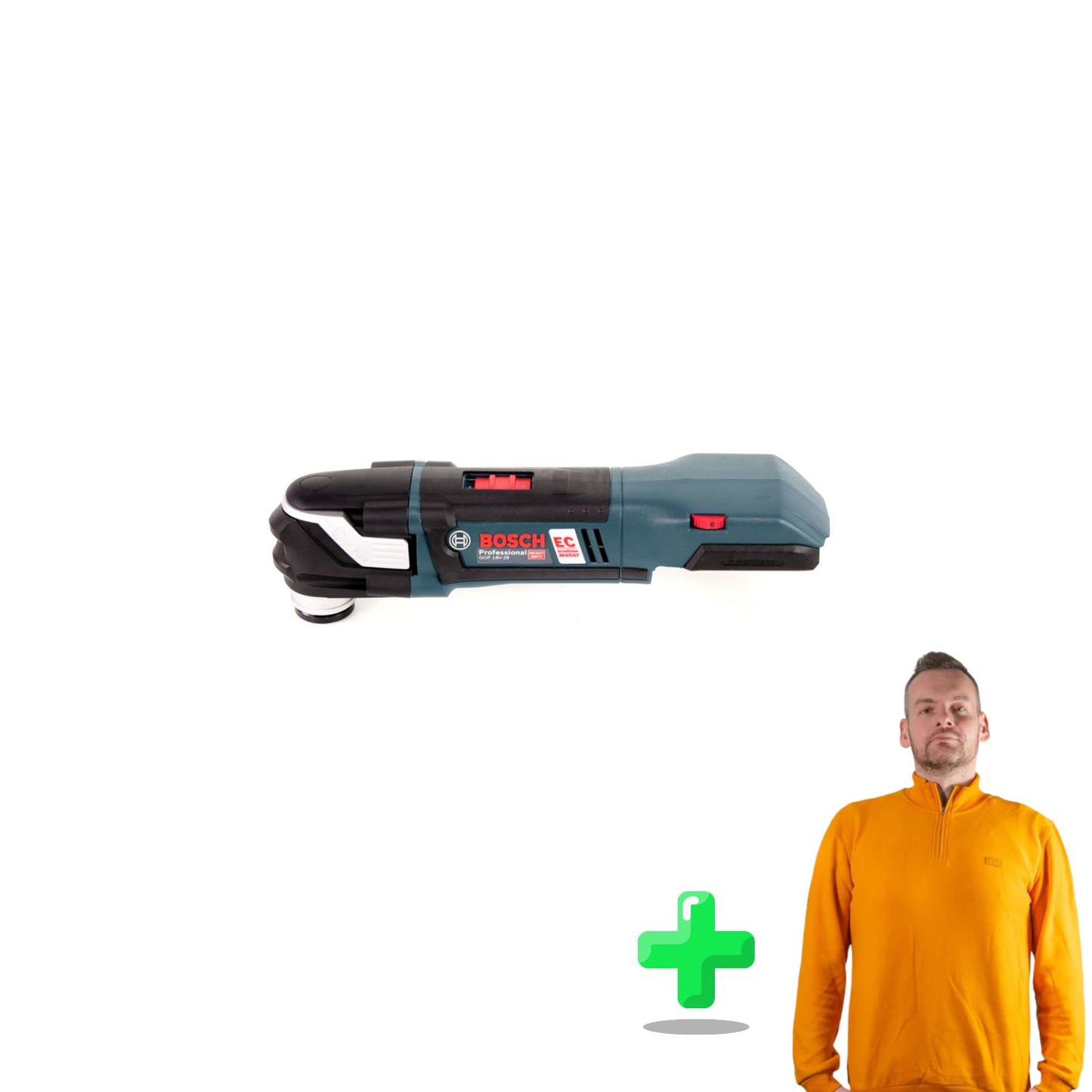 Bosch GOP 18V-28 Couteau multifonction sans fil professionnel 18 V StarlockPlus sans balais + Sweat-shirt Toolbrothers à quart de fermeture éclair