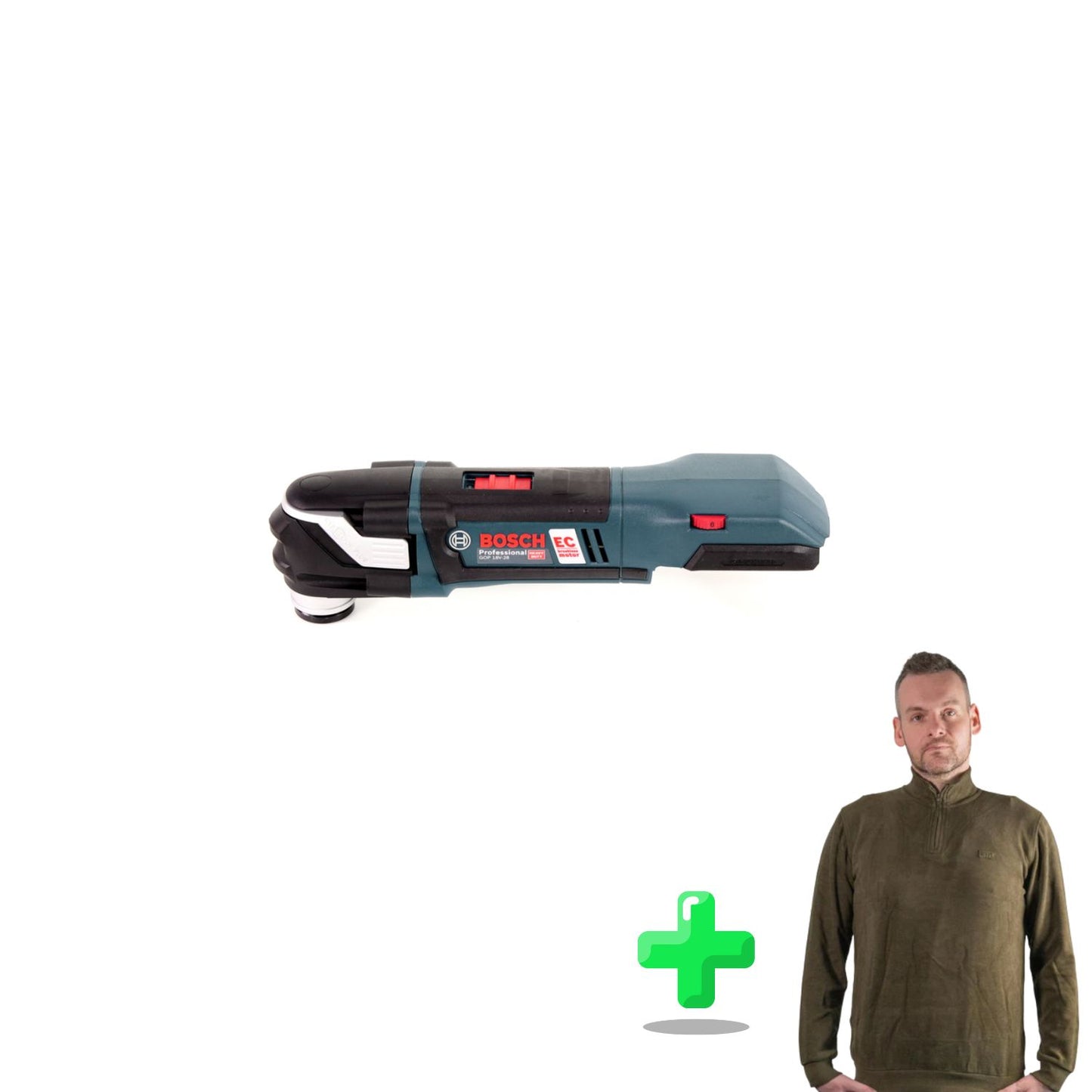 Bosch GOP 18V-28 Couteau multifonction sans fil professionnel 18 V StarlockPlus sans balais + Sweat-shirt Toolbrothers à quart de fermeture éclair