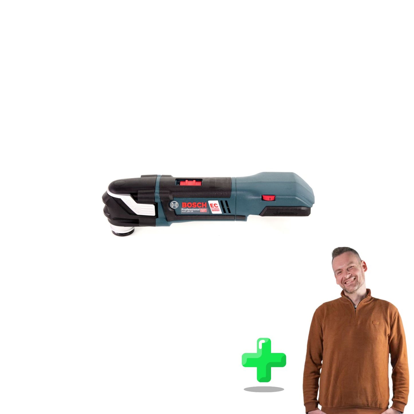 Bosch GOP 18V-28 Couteau multifonction sans fil professionnel 18 V StarlockPlus sans balais + Sweat-shirt Toolbrothers à quart de fermeture éclair