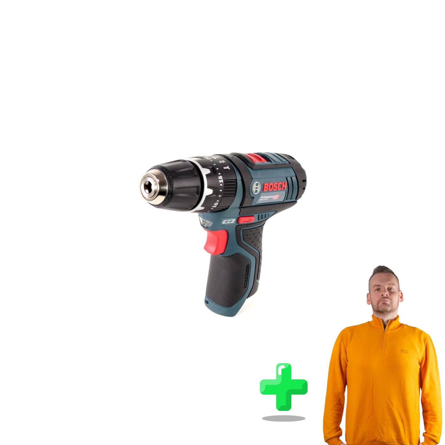 Bosch GSB 12V-15 Professional Akku Schlagbohrschrauber 12V 30Nm Solo + Toolbrothers Quarter-Zip Sweatshirt