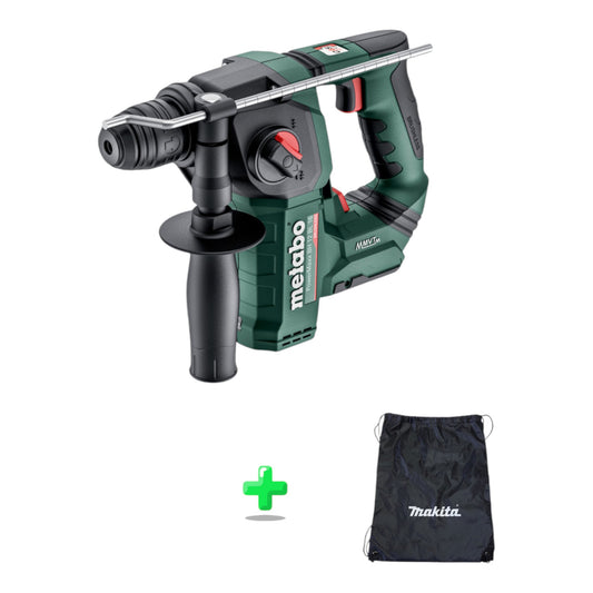 Metabo PowerMaxx BH 12 BL 16 Akku Bohrhammer 12 V 1,3 J SDS-Plus Brushless + Koffer ( 600207860 ) + Makita Rucksackbeutel / Zubehörtasche