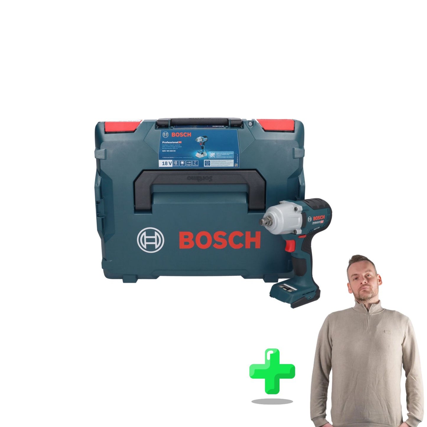 Bosch GDS 18V-450 HC Professional Akku Drehschlagschrauber 18 V 450 Nm 1/2" + Toolbrothers Quarter-Zip Sweatshirt