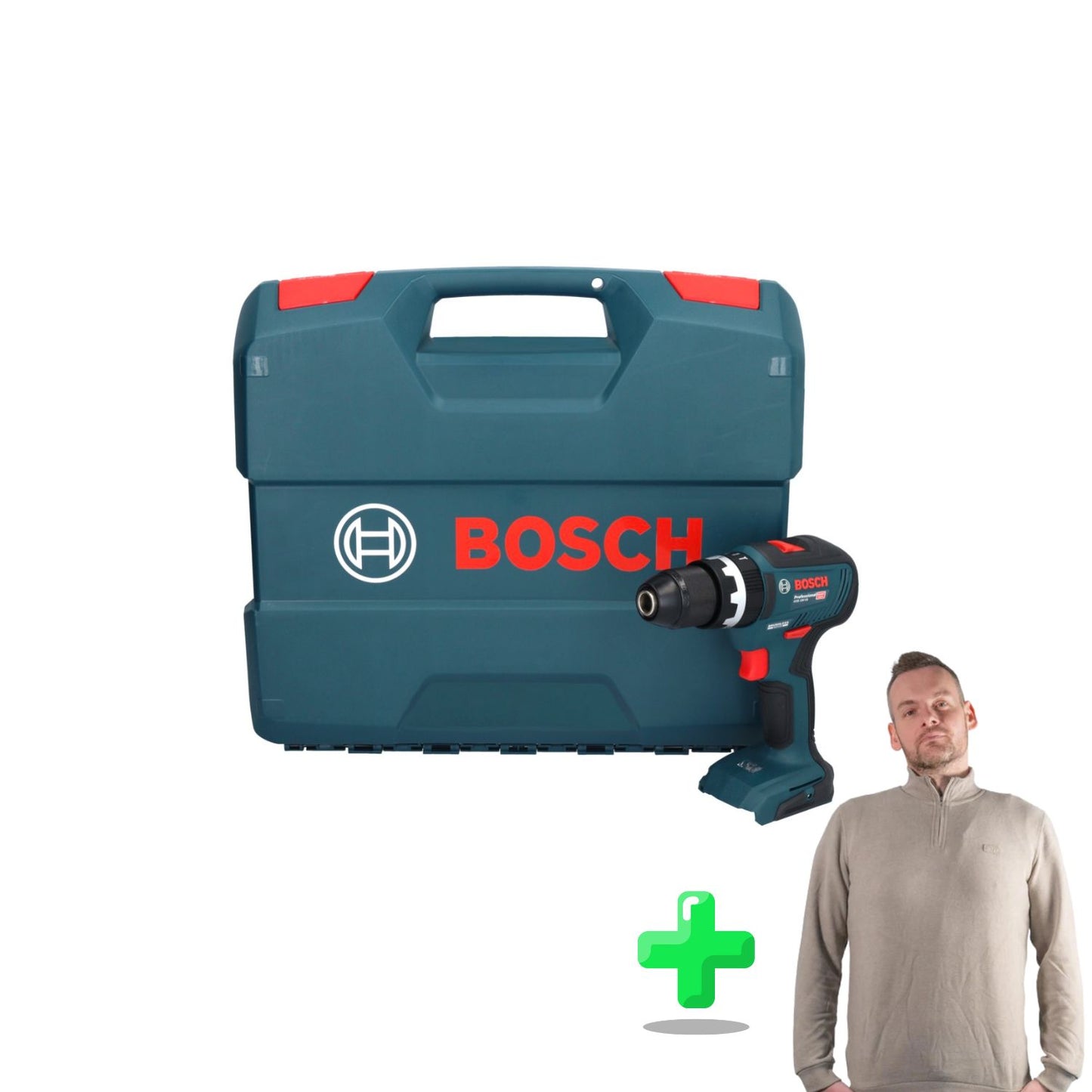 Bosch GSB 18V-55 Professional Akku Schlagbohrschrauber 18 V 55 Nm Brushless + Koffer + Toolbrothers Quarter-Zip Sweatshirt