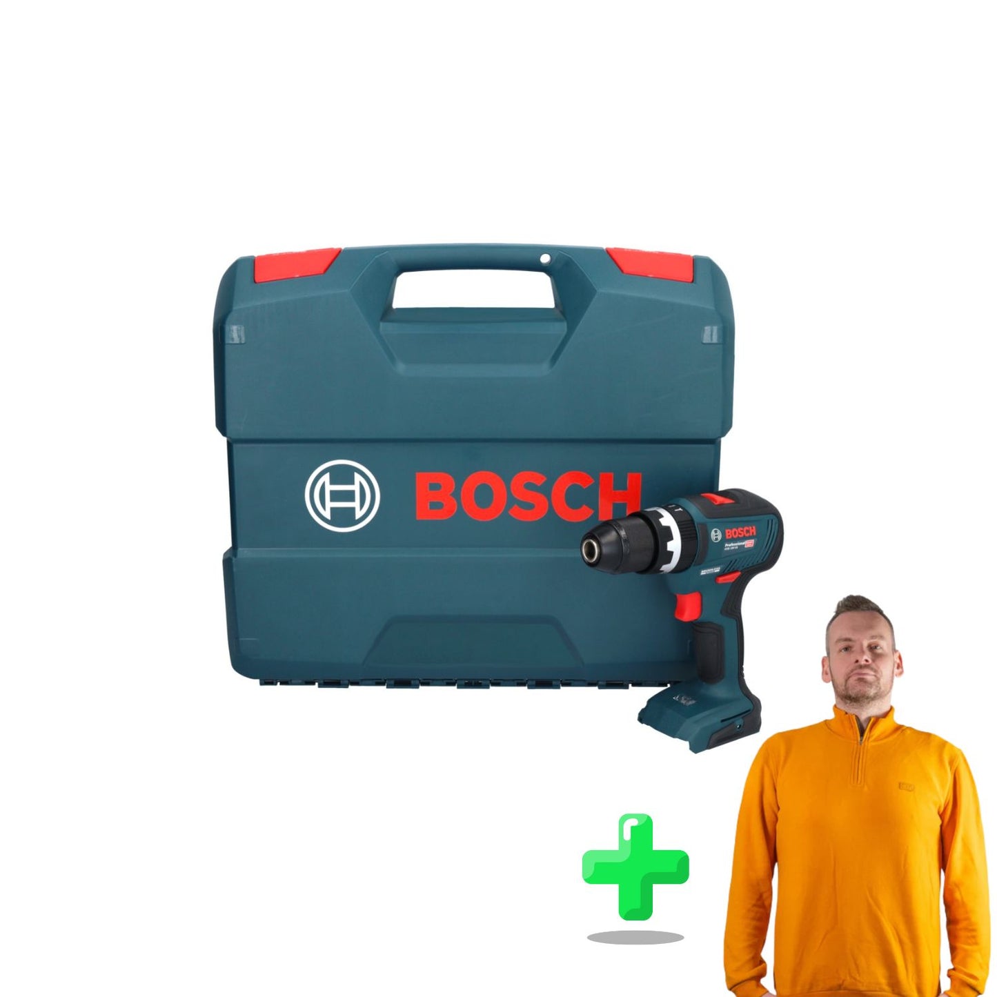 Bosch GSB 18V-55 Professional Akku Schlagbohrschrauber 18 V 55 Nm Brushless + Koffer + Toolbrothers Quarter-Zip Sweatshirt