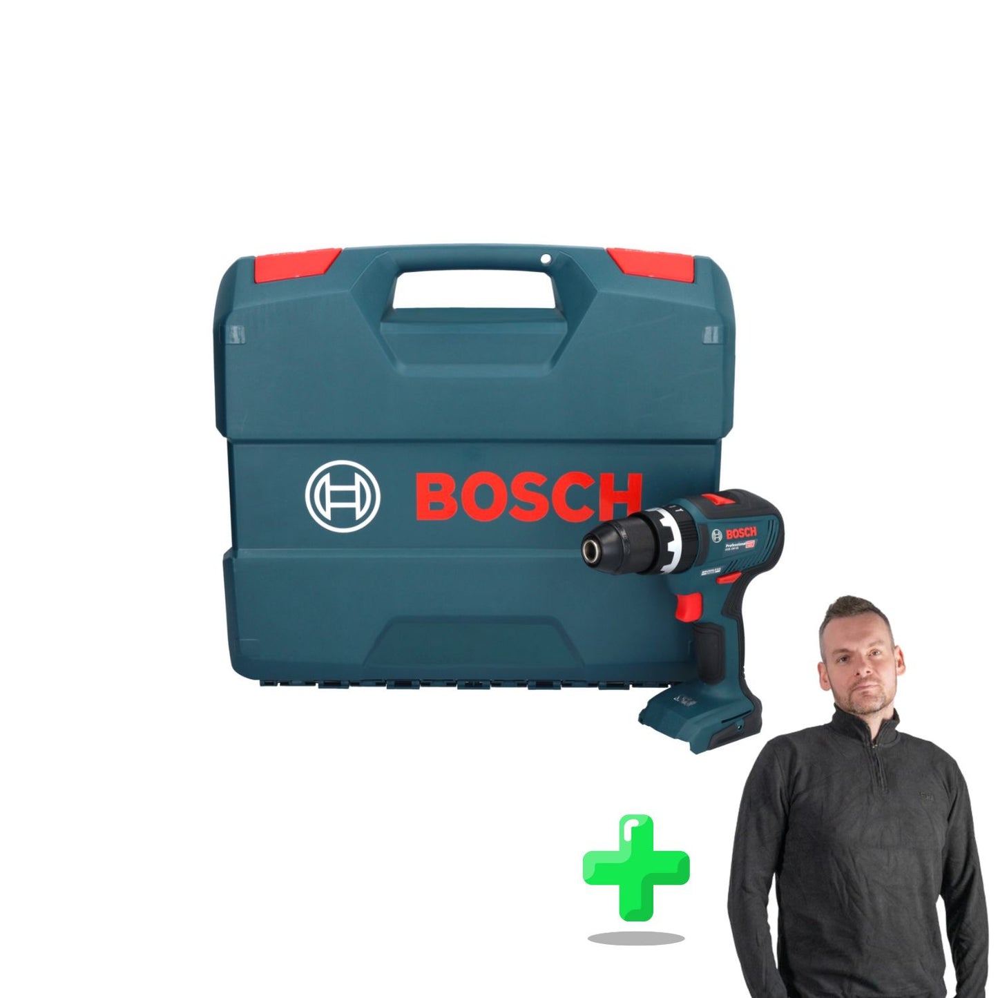 Bosch GSB 18V-55 Professional Akku Schlagbohrschrauber 18 V 55 Nm Brushless + Koffer + Toolbrothers Quarter-Zip Sweatshirt