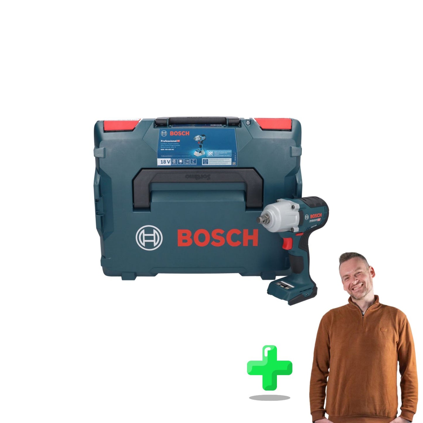 Bosch GDS 18V-450 HC Professional Akku Drehschlagschrauber 18 V 450 Nm 1/2" + Toolbrothers Quarter-Zip Sweatshirt